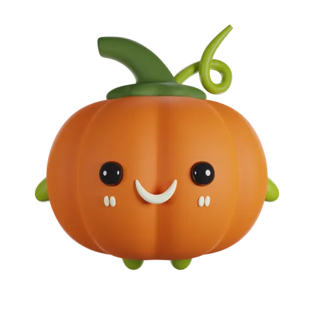 Pumpkin 3 D Cute Render Character 3D Icon