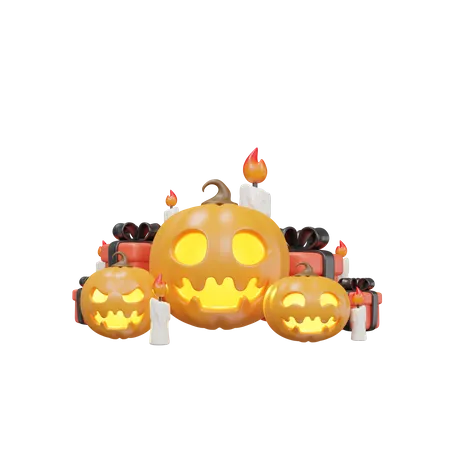 Pumpkin Gift Halloween 3 D Icon Illustration 3D Icon