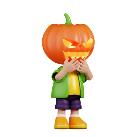 Pumpkin Affraid  3D Illustration