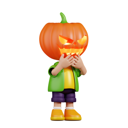 Pumpkin Affraid  3D Illustration