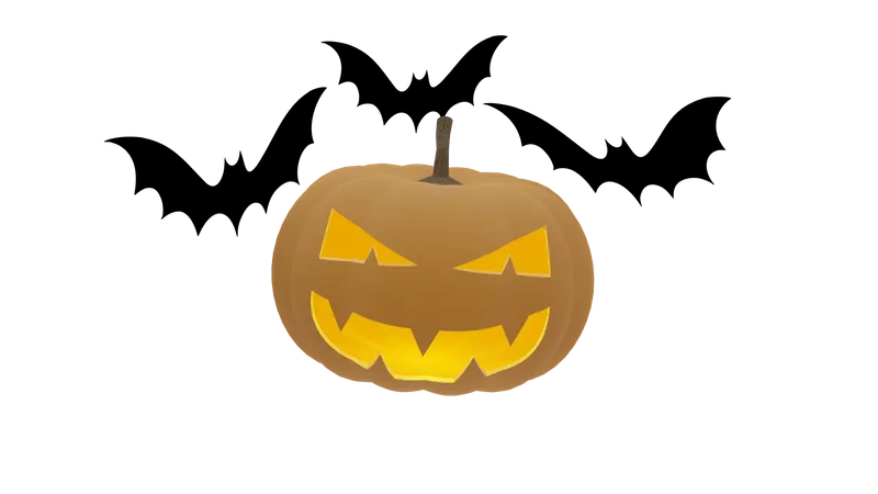 Pumpkin And Bat  3D Icon