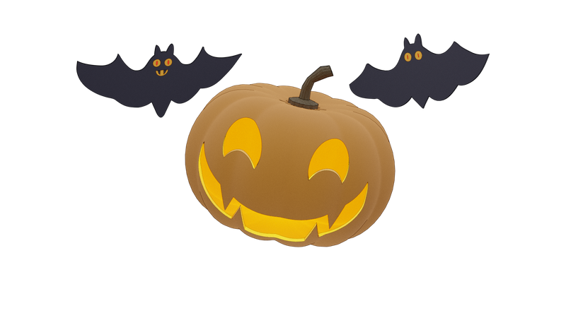 Pumpkin And Bat  3D Icon