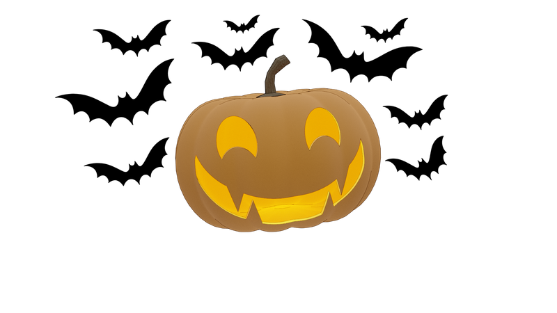 Pumpkin And Bat  3D Icon