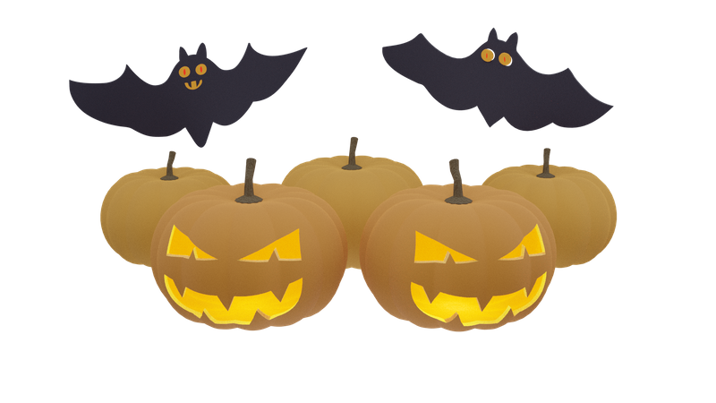 Pumpkin And Bat  3D Icon