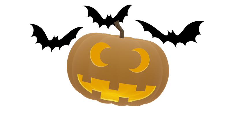 Pumpkin And Bat  3D Icon