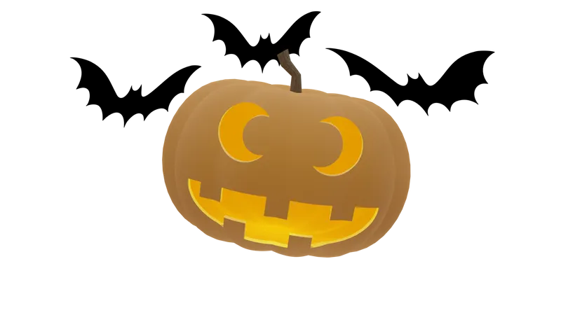 Pumpkin And Bat  3D Icon