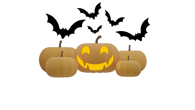 Pumpkin And Bat  3D Icon