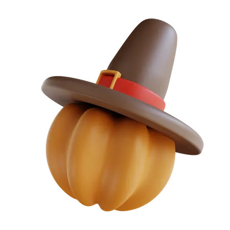 Pumpkin And Hat  3D Icon