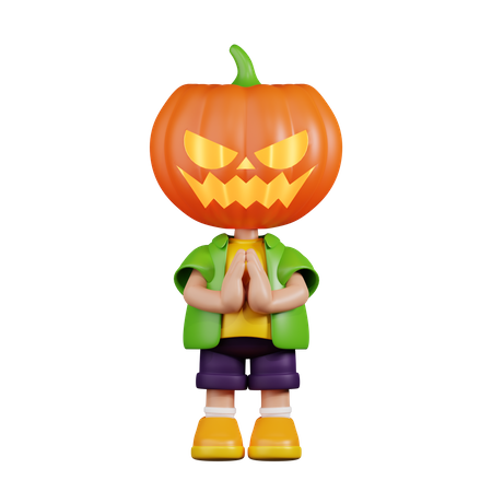 Pumpkin Apologizing  3D Illustration