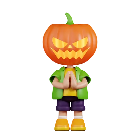 Pumpkin Apologizing  3D Illustration