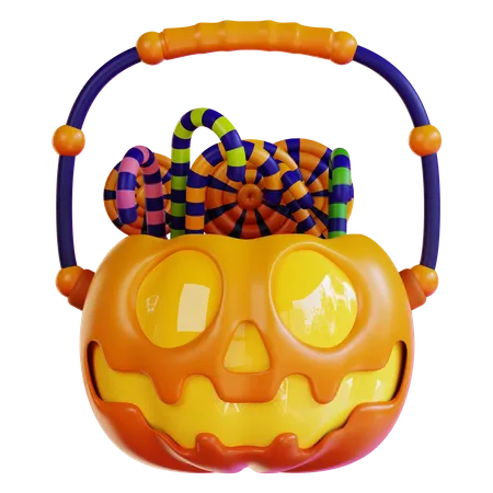 3 D Illustration Of Pumpkin And Candy Cans 3D Icon