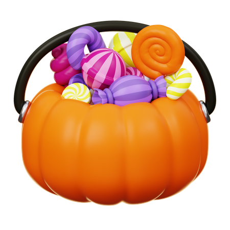 Pumpkin Bucket Candies  3D Icon