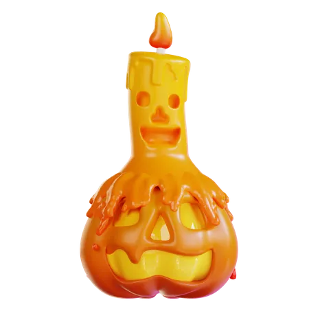 3 D Illustration Of Halloweens Pumpkin Candle 3D Icon