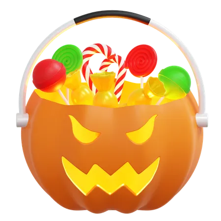 Pumpkin Candy Bag 3 D Icon Halloween Illustration 3D Icon