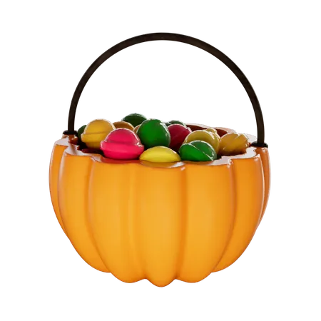 Pumpkin Candy Basket  3D Illustration