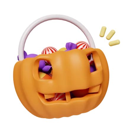 Pumpkin Candy Bucket  3D Icon