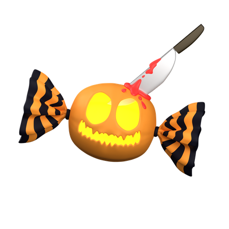 Pumpkin Candy With Knife  3D Icon