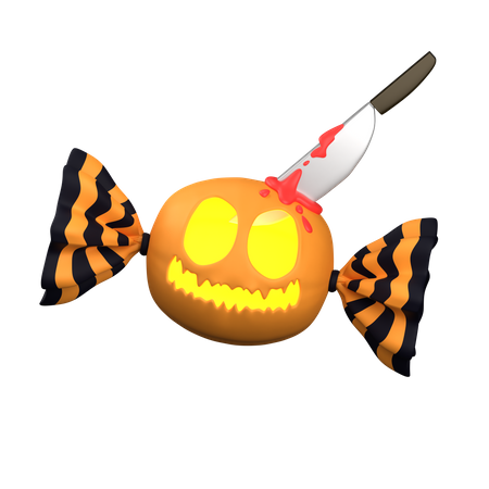 Pumpkin Candy With Knife 3D Icon