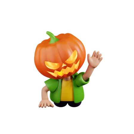 Pumpkin Crawling On The Ground  3D Illustration