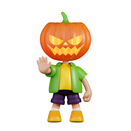 Pumpkin Doing The Stop Sign  3D Icon