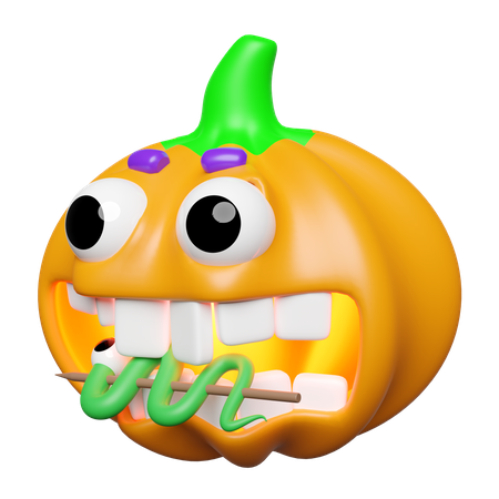 Pumpkin Eating Worm Candy  3D Icon