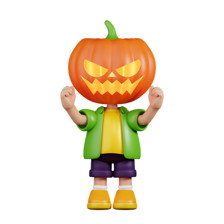 Pumpkin Excited  3D Illustration