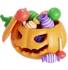 Pumpkin filled with candy