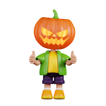 Pumpkin Giving A Thumb Up  3D Icon