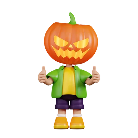 Pumpkin Giving A Thumb Up  3D Illustration