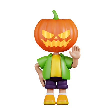Pumpkin Hands Up  3D Illustration
