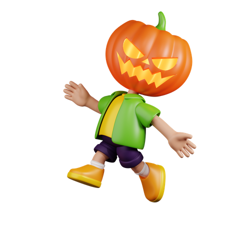 Pumpkin Happy Jumping  3D Illustration