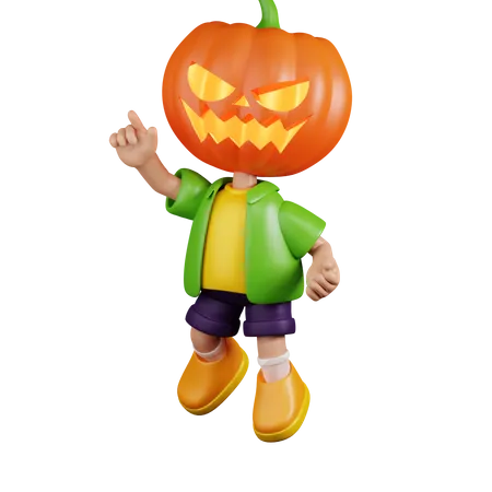 Pumpkin Happy Jumping Pose  3D Illustration