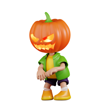 Pumpkin Having Eerie Gesture  3D Icon