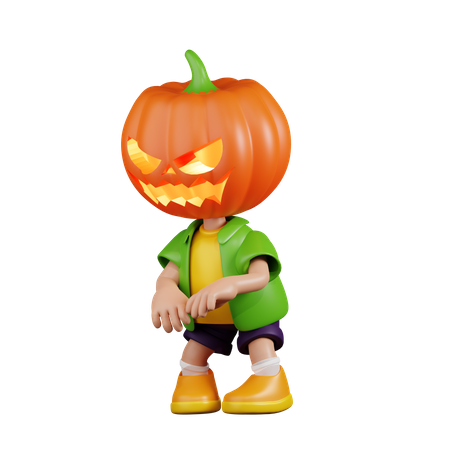 Pumpkin Having Eerie Gesture  3D Illustration