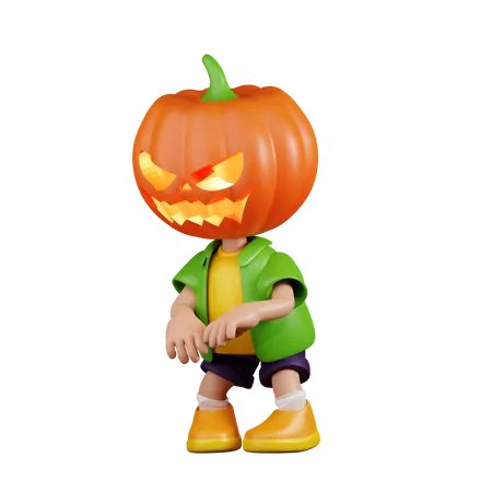 Pumpkin Having Eerie Gesture  3D Illustration