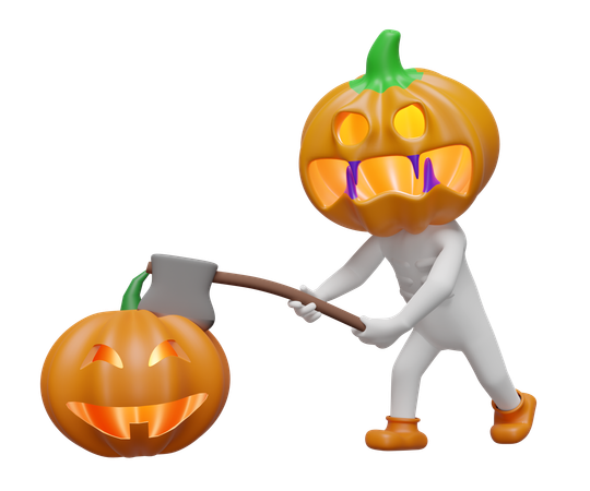 Pumpkin Head Man  3D Icon