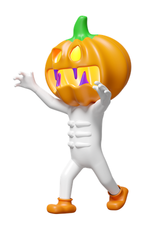 Pumpkin Head Man  3D Illustration