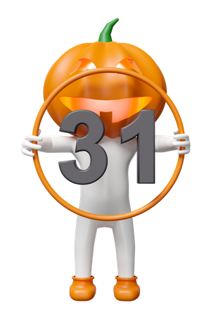Pumpkin Head Man Holding Calendar  3D Icon