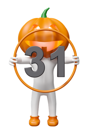 Pumpkin Head Man Holding Calendar  3D Illustration