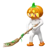 Pumpkin Head Man Holding Fork