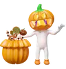 Pumpkin Head Man Holding Lollipop