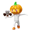 Pumpkin Head Man With Owl