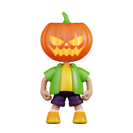 Pumpkin Hero Stance  3D Illustration