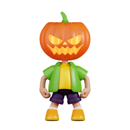 Pumpkin Hero Stance  3D Illustration