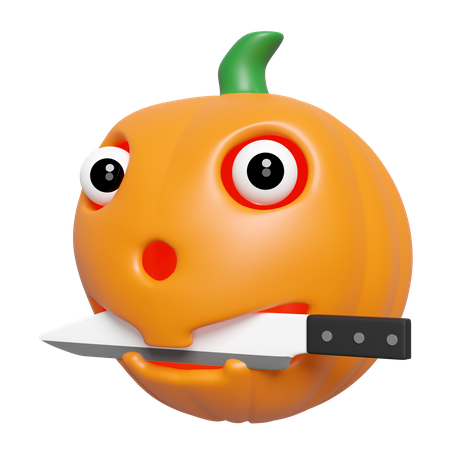 Pumpkin Holding Knife  3D Icon