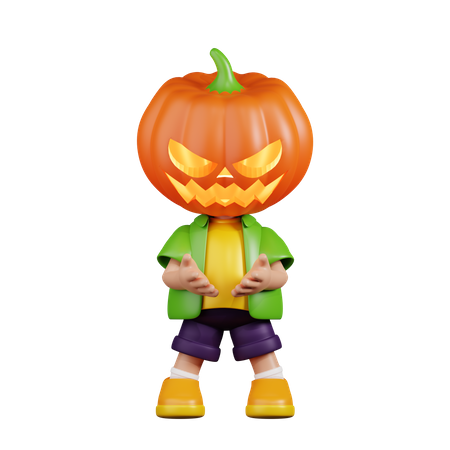 Pumpkin Holding Something  3D Illustration