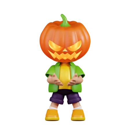 Pumpkin Holding Something  3D Illustration