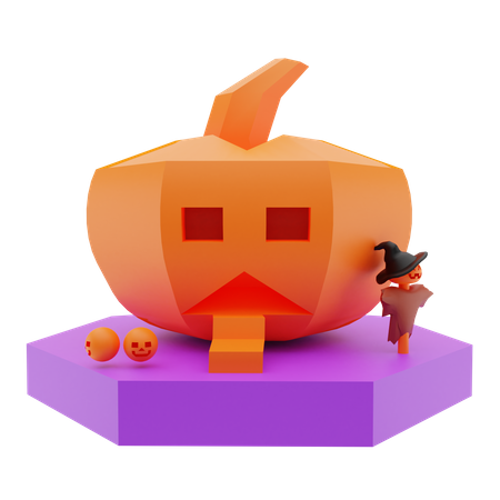 Pumpkin House 3D Illustration
