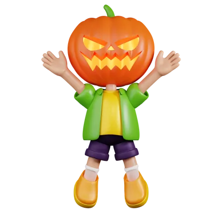 Pumpkin Jumping Celebration  3D Illustration
