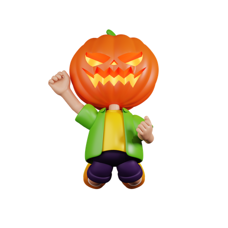 Pumpkin Jumping In The Air  3D Icon